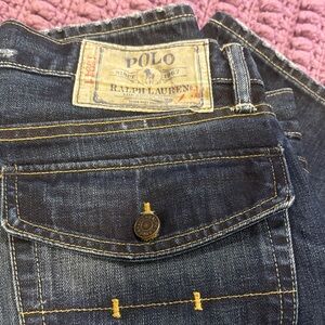 Polo Ralph Lauren Dark Wash Denim Jeans - Yellow Stitch 32x 32 Rn41381 cotton
